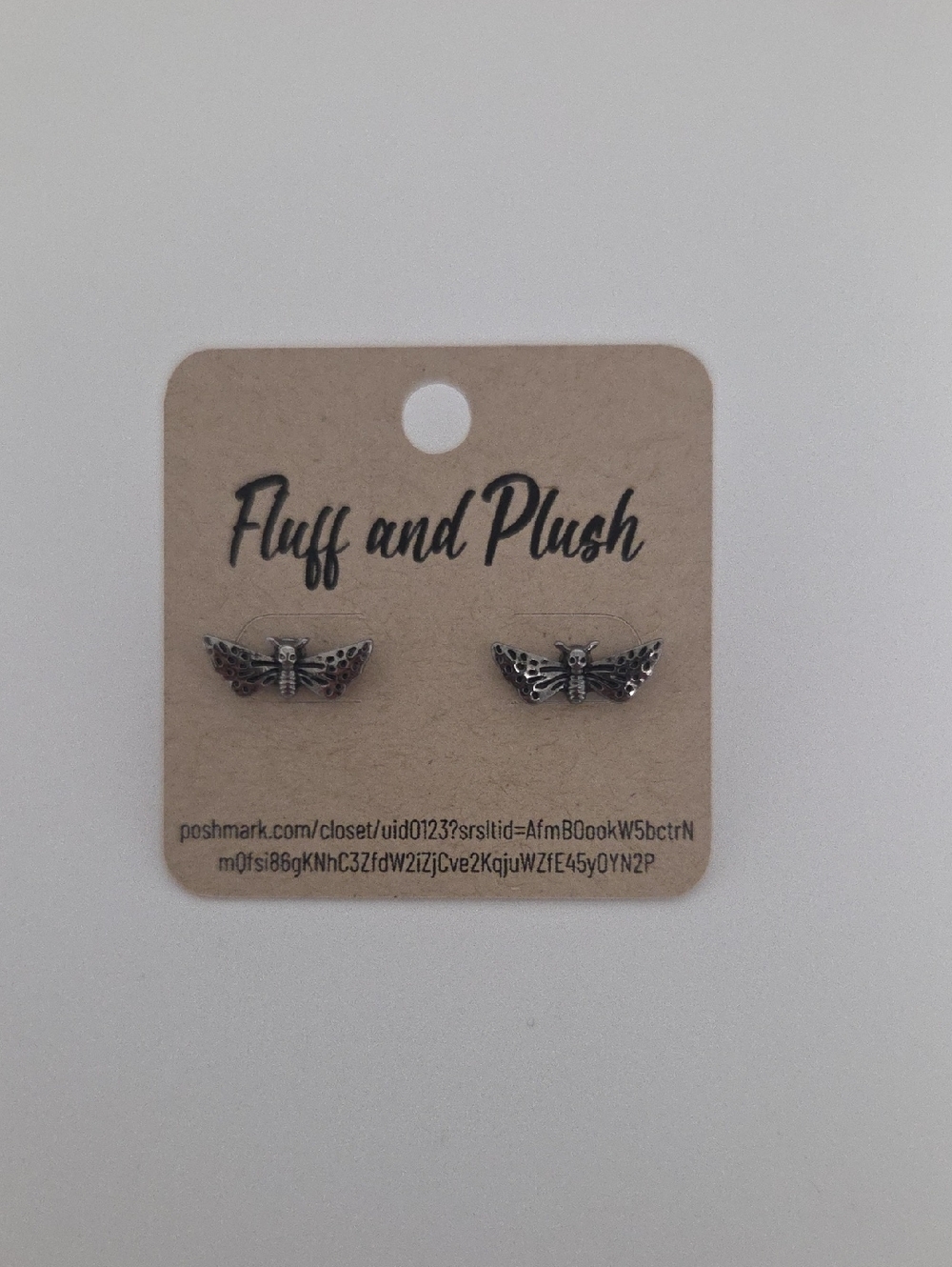 Silver Moth Stud Earrings
